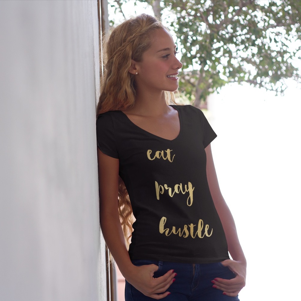 Eat Pray Hustle Milli Mogul™️ V-neck Tee
